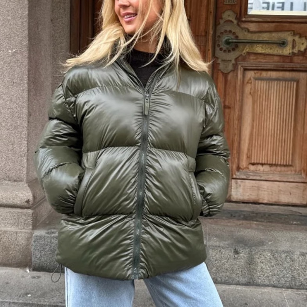 JCREW Green Thin Puffer Jacket Feather Down Fill Warmest Winter Cold Snow Rain S